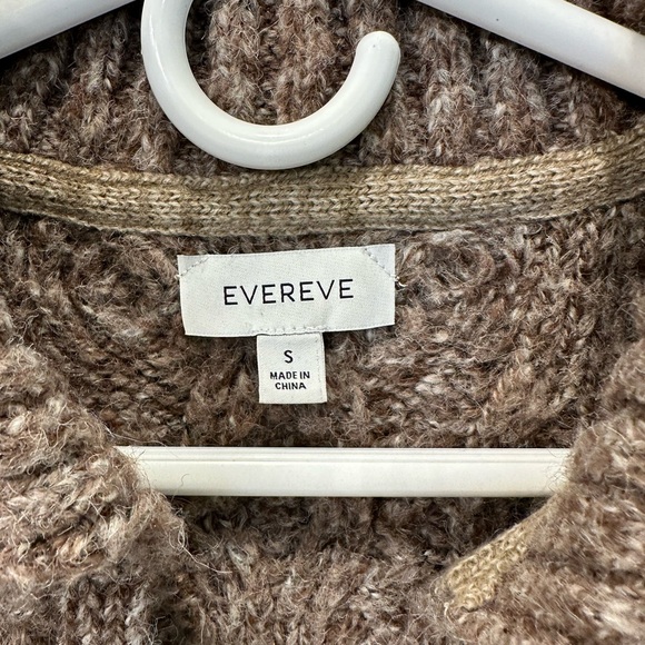Evereve Heather Brown Shell Cable Knit Collar Sweater S - Picture 3 of 4